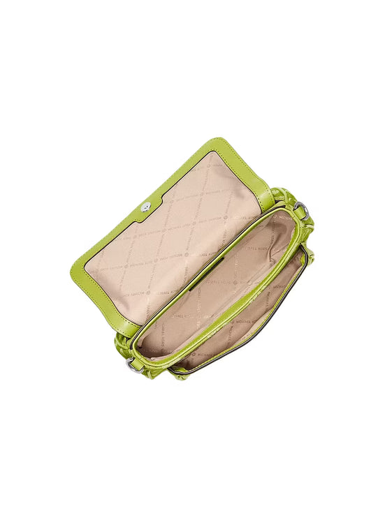 Michael Kors Women's Jet Set Travel Small Logo Jacquard Denim Crossbody Bag With Pouch Lime/Silver