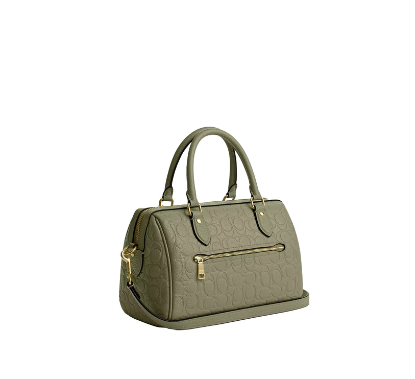 Coach Women's Rowan Satchel Bag In Signature Leather Gold/Pistachio