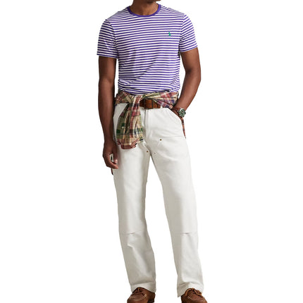Polo Ralph Lauren Men's Classic Fit Striped Jersey T-Shirt Cabana Purple/White
