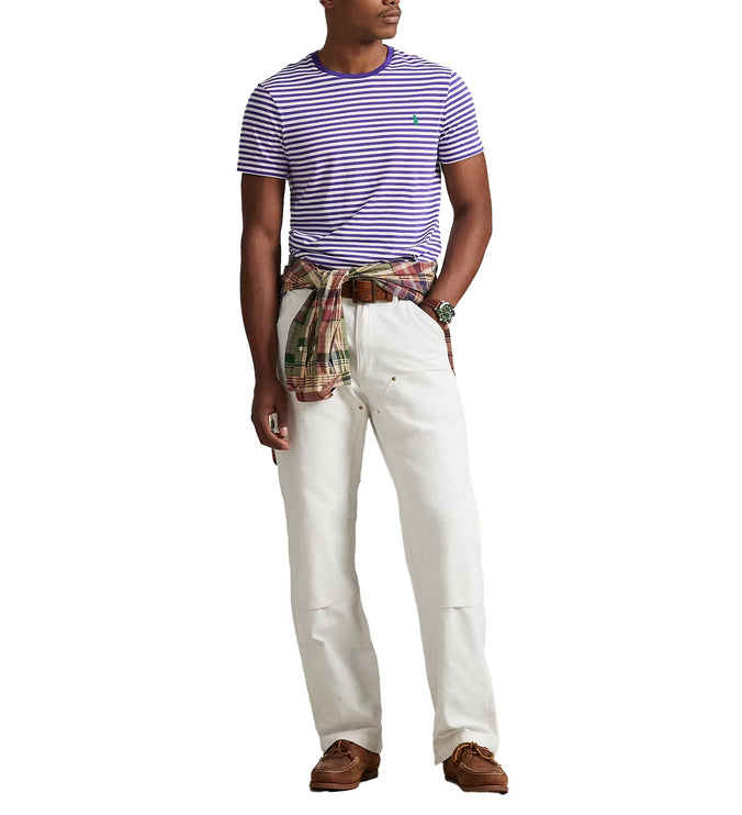 Polo Ralph Lauren Men's Classic Fit Striped Jersey T-Shirt Cabana Purple/White