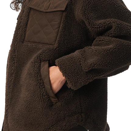 alo Unisex Sherpa Edge Shacket Espresso