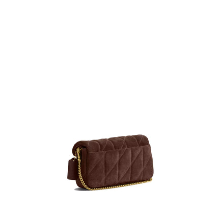 Coach Women's Tabby Chain Crossbody Bag 19 With Quilting Suede/Brass/Dark Chocolate