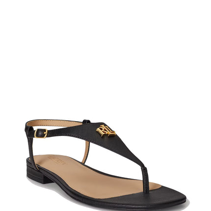 Polo Ralph Lauren Women's Everley II Crosshatch Leather Sandal Black