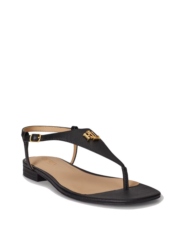 Polo Ralph Lauren Women's Everley II Crosshatch Leather Sandal Black