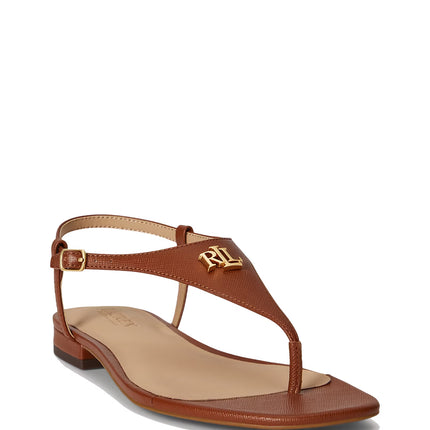 Polo Ralph Lauren Women's Everley II Crosshatch Leather Sandal  Lauren Tan