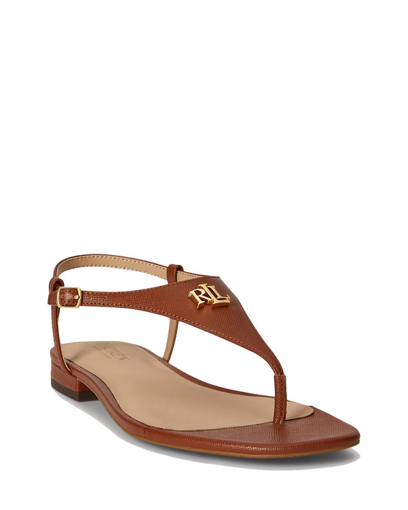 Polo Ralph Lauren Women's Everley II Crosshatch Leather Sandal  Lauren Tan