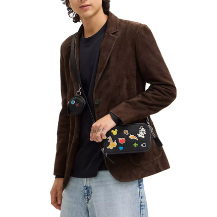 Coach Unisex Disney X Coach Charter Slim Crossbody Bag With Sticker Print Black