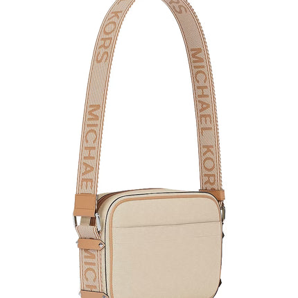 Michael Kors Women's Maeve Large Canvas Crossbody Bag Peanut/Silver