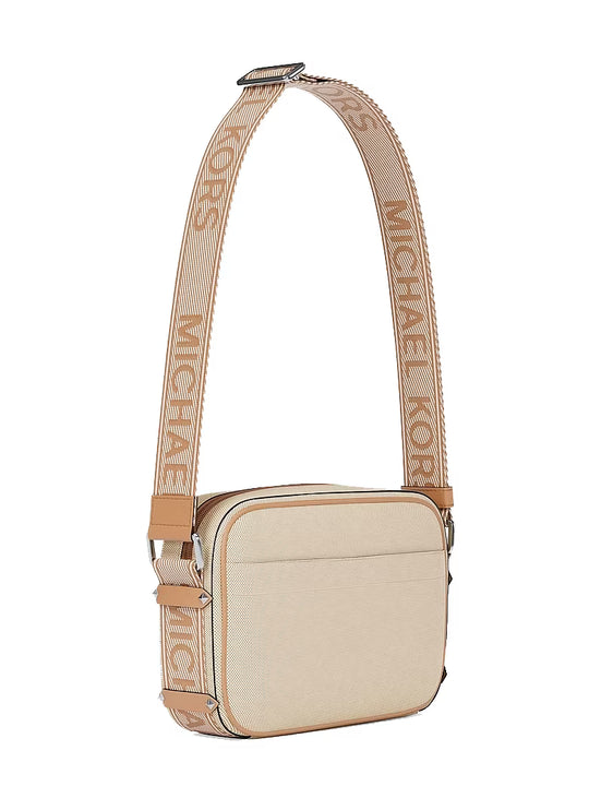 Michael Kors Women's Maeve Large Canvas Crossbody Bag Peanut/Silver