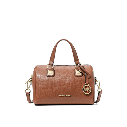 Michael Kors Women's Grayson Small Pebbled Leather Duffel Crossbody Bag Luggage/Gold