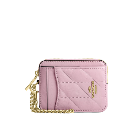 Coach Women's Zip Card Case With Quilting Gold/Carnation