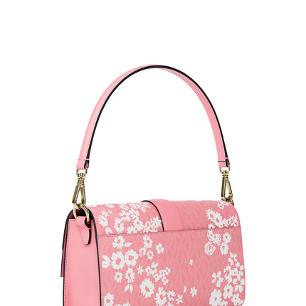 Michael Kors Women's Greenwich Medium Printed Signature Logo Convertible Shoulder Bag Carnation/Gold