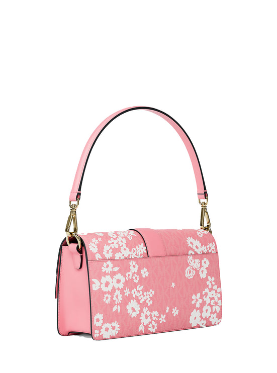 Michael Kors Women's Greenwich Medium Printed Signature Logo Convertible Shoulder Bag Carnation/Gold
