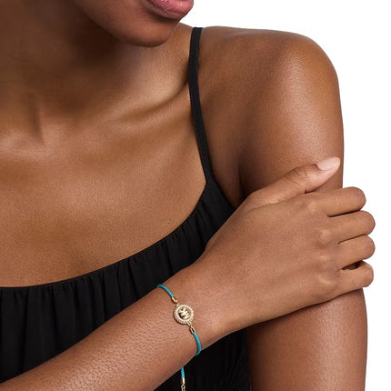 Michael Kors Women's Pavé Gold-Tone Logo Corded Bracelet Turquoise