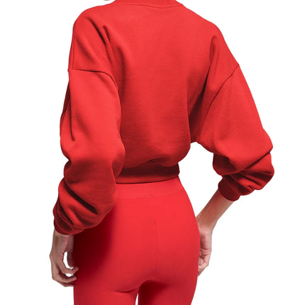 alo Women's Cropped Accolade Crewneck Bright Red