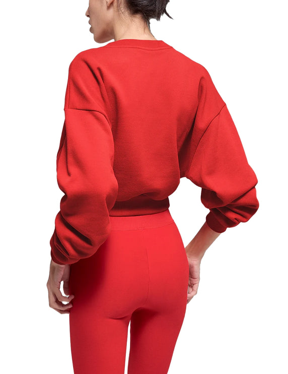 alo Women's Cropped Accolade Crewneck Bright Red