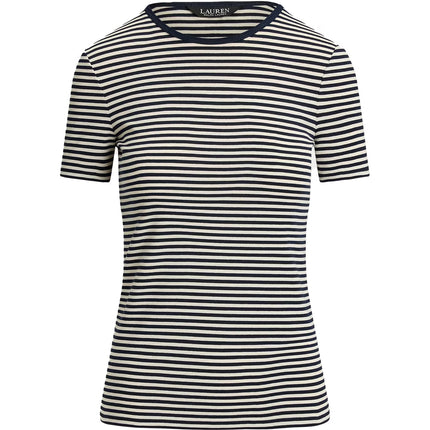 Polo Ralph Lauren Women's Striped Stretch Cotton Crewneck Tee Lauren Navy/Cream