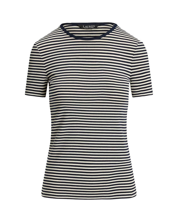 Polo Ralph Lauren Women's Striped Stretch Cotton Crewneck Tee Lauren Navy/Cream