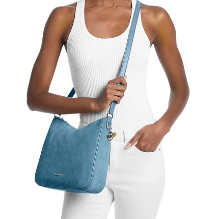Michael Kors Women's Nayla Medium Suede Messenger Bag Denim/Silver