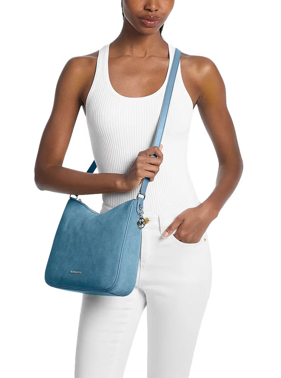 Michael Kors Women's Nayla Medium Suede Messenger Bag Denim/Silver