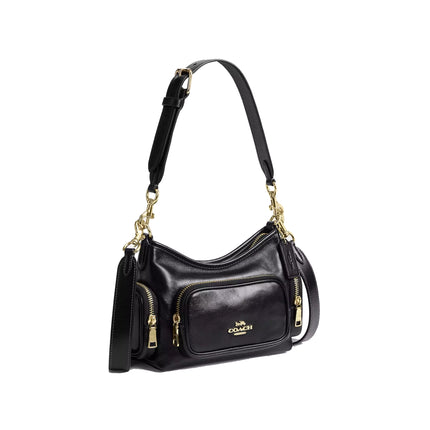 Coach Women's Laurel Shoulder Bag 22 With Pockets Gold/Black