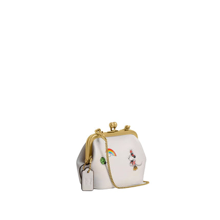 Coach Women's Disney X Coach Kisslock Frame Bag 10 With Sticker Print Brass/Chalk Multi