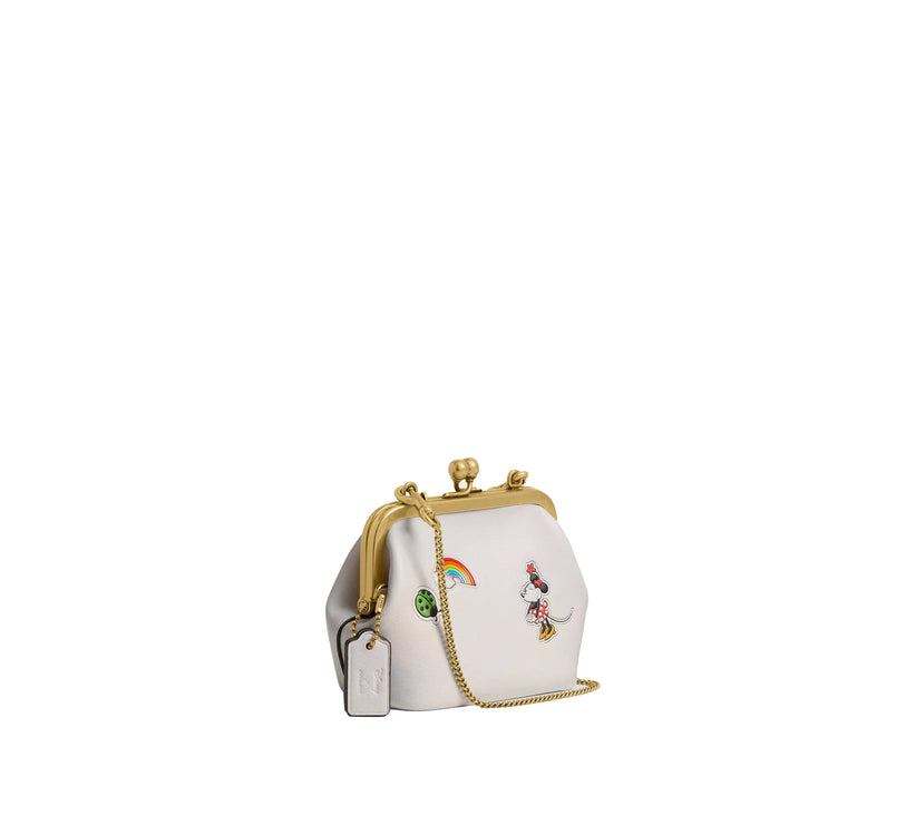 Coach Women's Disney X Coach Kisslock Frame Bag 10 With Sticker Print Brass/Chalk Multi