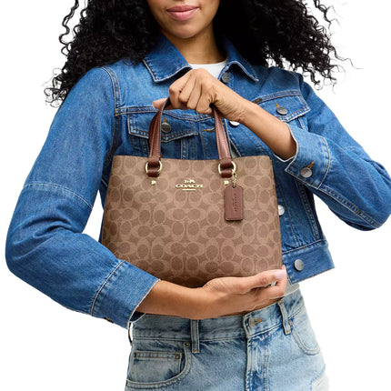 Coach Women's Station Carryall Bag In Signature Canvas Gold/Tan/Brown