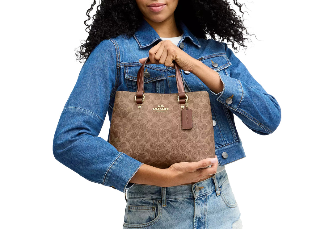 Coach Women's Station Carryall Bag In Signature Canvas Gold/Tan/Brown