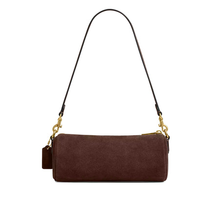 Coach Women's Barrel Bag Suede/Brass/Dark Chocolate