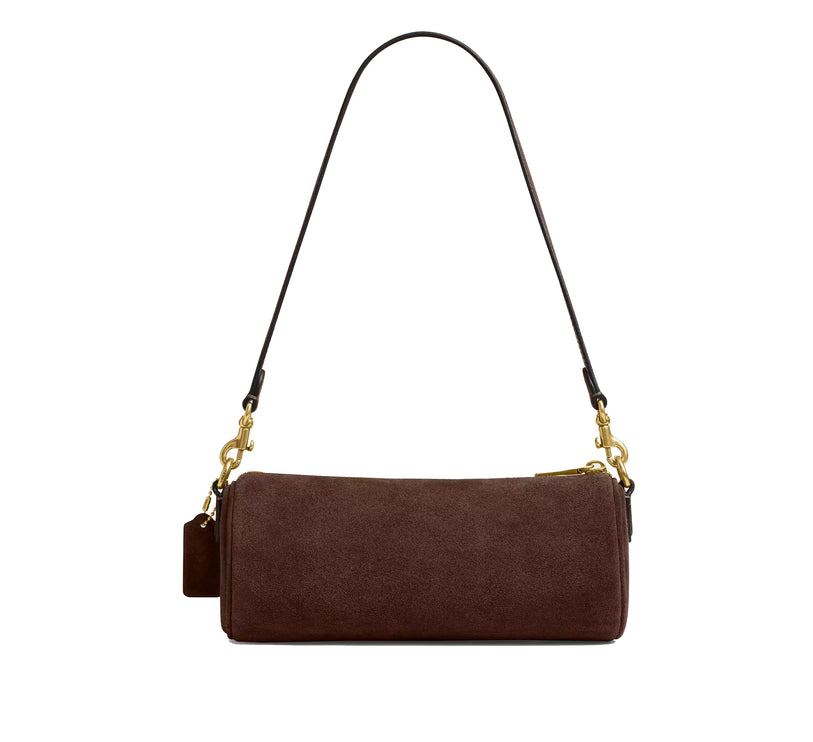 Coach Women's Barrel Bag Suede/Brass/Dark Chocolate
