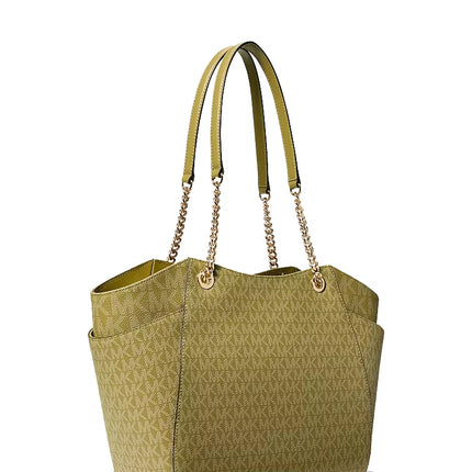 Michael Kors Women's Jet Set Large Signature Logo Shoulder Bag Oregano/Gold