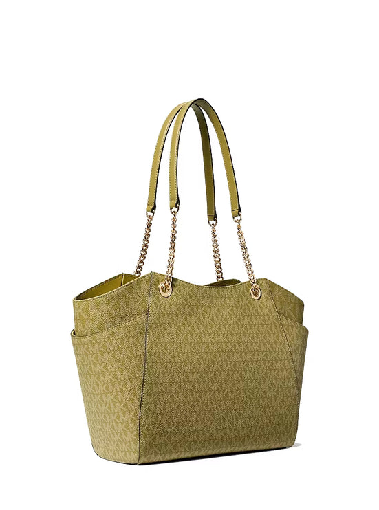 Michael Kors Women's Jet Set Large Signature Logo Shoulder Bag Oregano/Gold