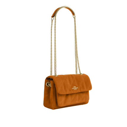 Coach Women's Elodie Crossbody Bag 18 With Quilting  Suede/Gold/Marigold