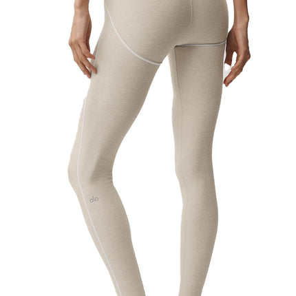 alo Women's 7/8 High-Waist Alosoft Heart Throb Legging Oatmeal Heather/White