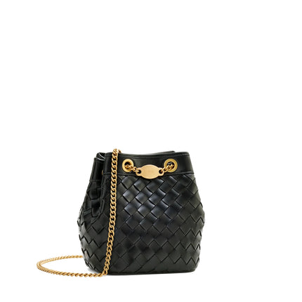 JW PEI Women's Yara Hand Woven Bucket Bag Black