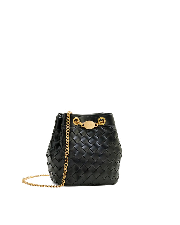 JW PEI Women's Yara Hand Woven Bucket Bag Black