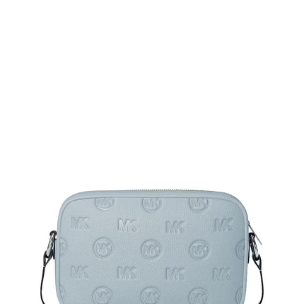 Michael Kors Women's Jet Set Travel Large Logo Debossed Camera Crossbody Bag Pale Ocean/Silver