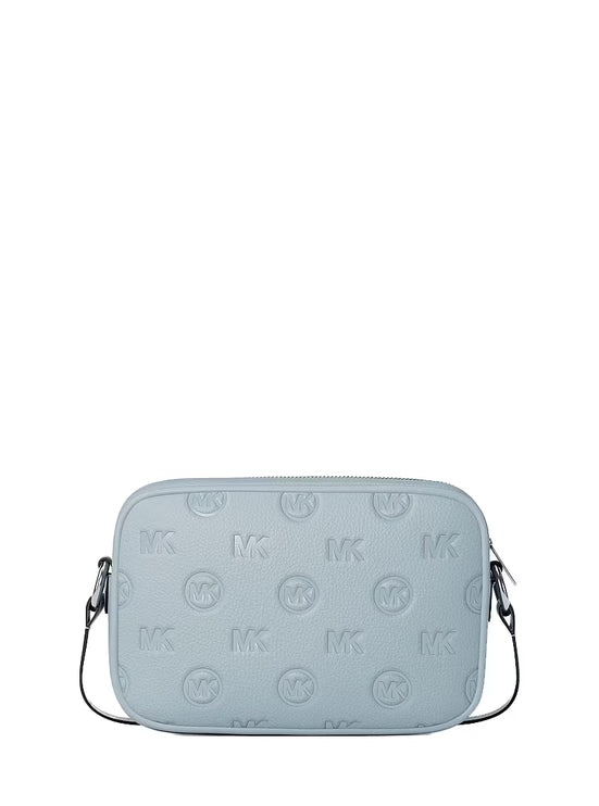 Michael Kors Women's Jet Set Travel Large Logo Debossed Camera Crossbody Bag Pale Ocean/Silver
