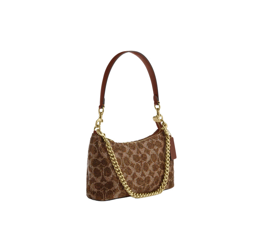 Coach Women's Teri Shoulder Bag In Signature Satin Gold/Tan