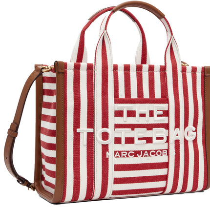 Marc Jacobs Women's The Stripe Canvas Medium Tote Bag True Red Multi