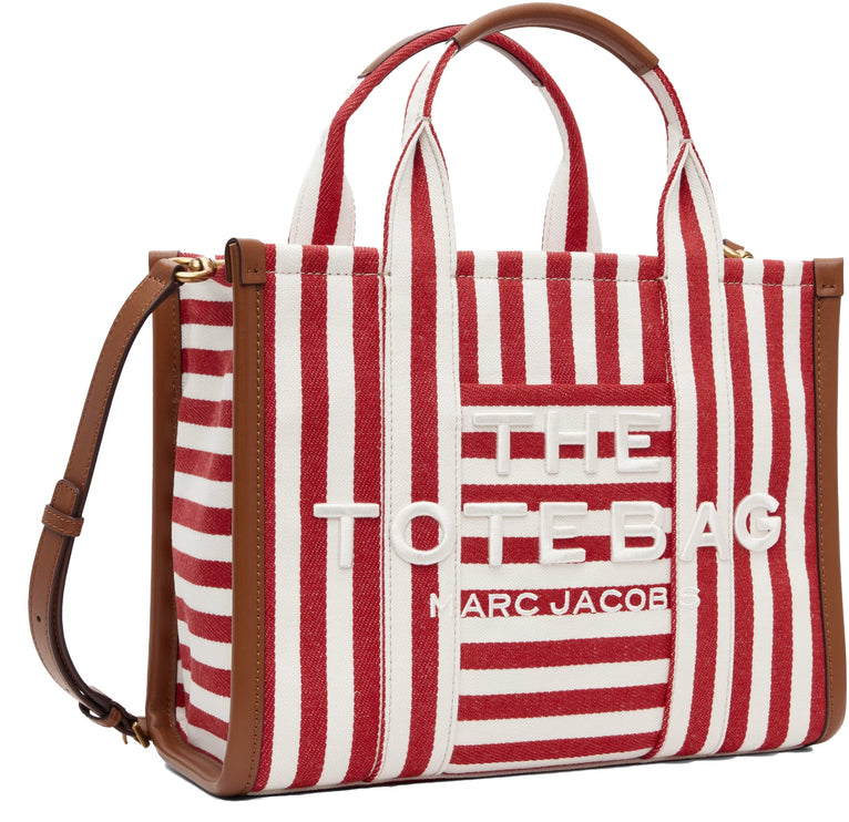 Marc Jacobs Women's The Stripe Canvas Medium Tote Bag True Red Multi