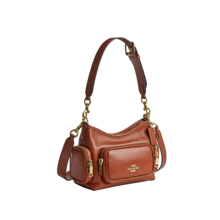 Coach Women's Laurel Shoulder Bag 22 With Pockets Gold/Cinnamon