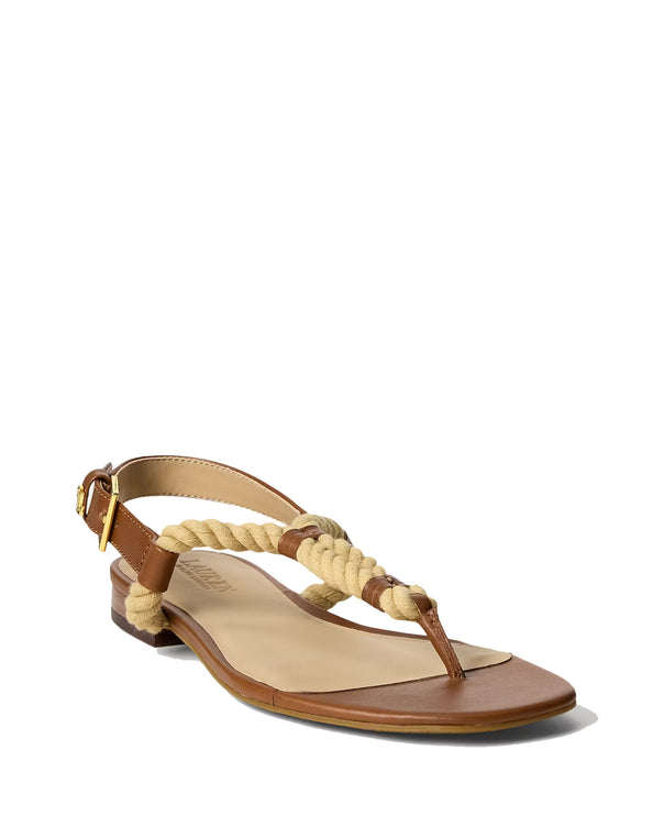 Polo Ralph Lauren Women's Everley Calfskin & Rope Sandal Lauren Tan/Natural