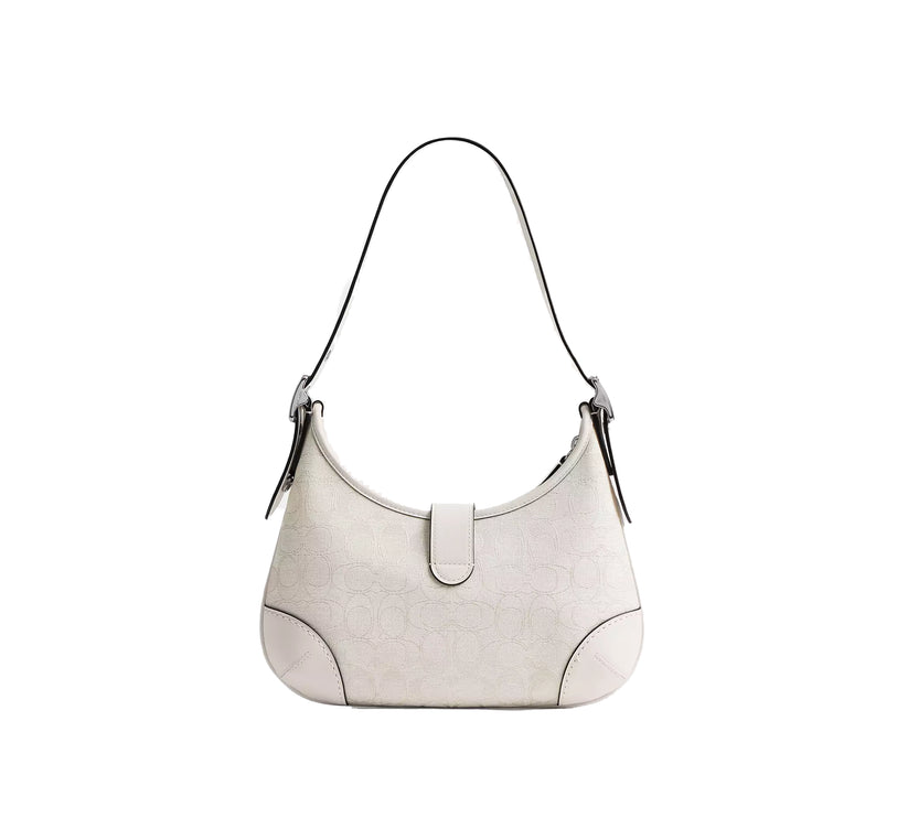 Coach Women's Hamptons Hobo Bag In Signature Jacquard Silver/Cloud Chalk