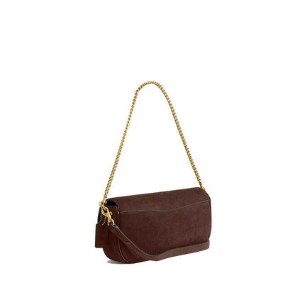 Coach Women's Brook Flap Chain Bag Suede/Brass/Dark Chocolate