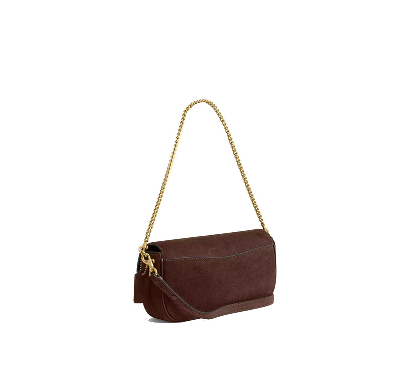 Coach Women's Brook Flap Chain Bag Suede/Brass/Dark Chocolate