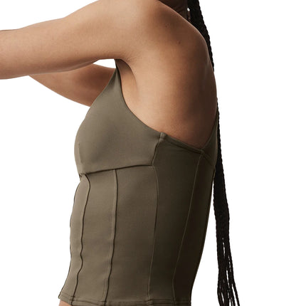alo Women's Airbrush Sparks Fly Corset Tank Olive Tree