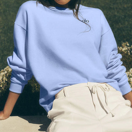 alo Women's Accolade Crew Neck Pullover Light Provence Blue