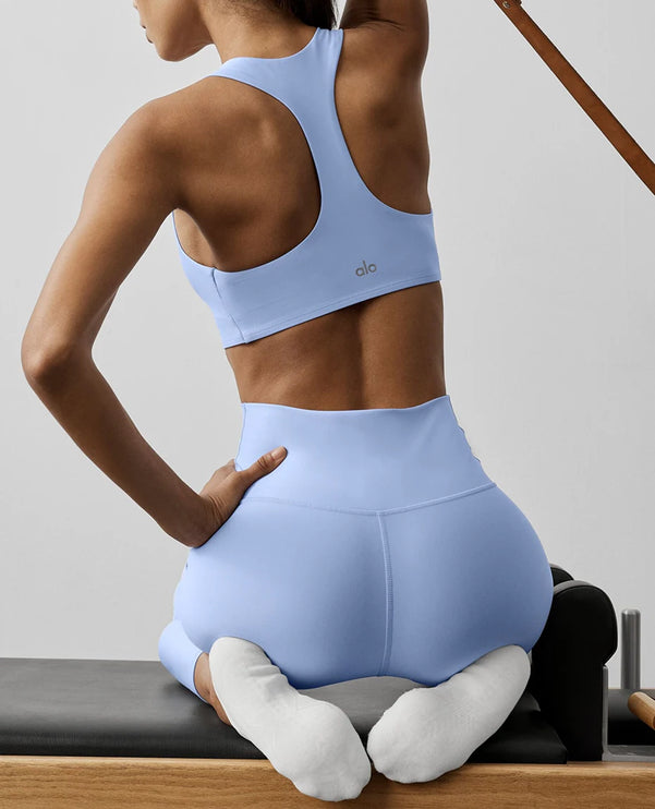 alo Women's Airlift Advantage Racerback Bra Light Provence Blue